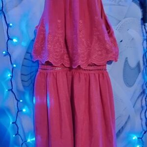 A. Byer Pink Lace Mini Dress